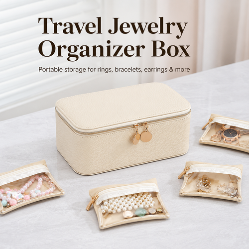 12-Compartment Zippered Jewelry Organizer Box