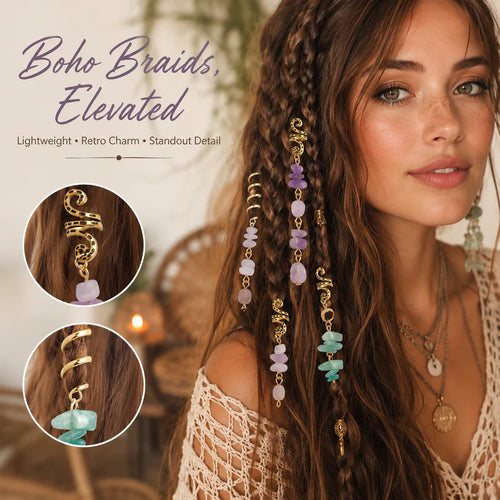 🔥 Hot Sale | Colored Natural Stone Pendant Hair Jewelry for Braids