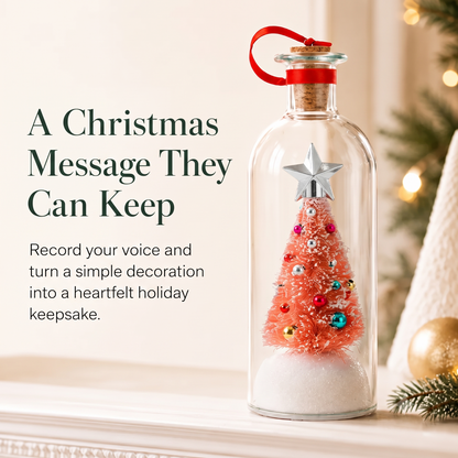 🎄 Capture Your Voice | Mr. Christmas 8" Recordable Christmas Tree Message in a Bottle with LED Light 🔔