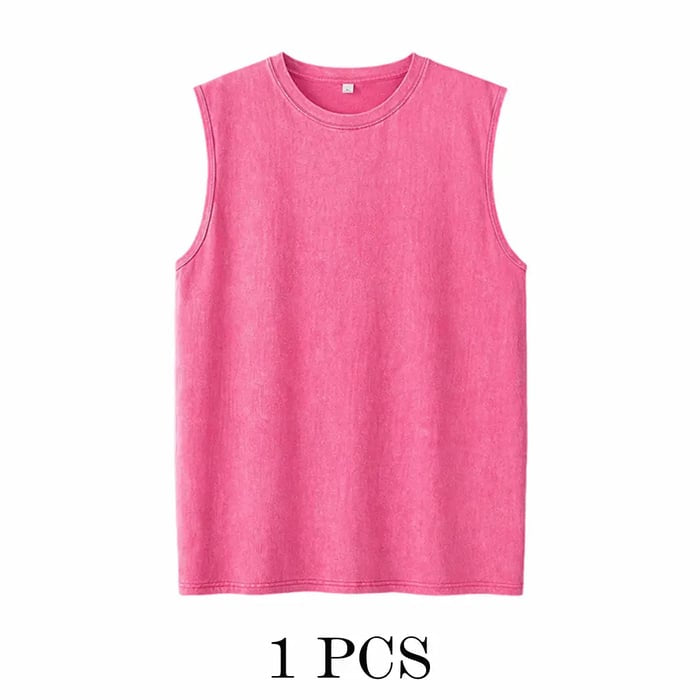 1/4 Pack Men's Oversized Tshirts Sports Vintage Heavy Cotton Tshirt Washed Loose Fit Athletic Tee Sleeveless Vest