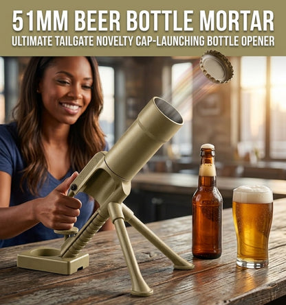 51mm Beer Bottle Mortar Bottle Opener – Novelty Cap-Launching Desk & Bar Accessory