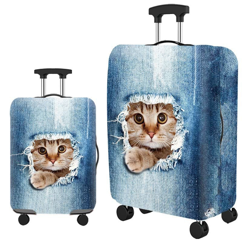 ✈️ Spot Your Bag Instantly | Fashion Cat Print Travel Luggage Cover Protector Anti-Scratch High-Elastic Suitcase Skin 🧳