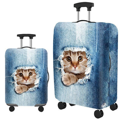 ✈️ Spot Your Bag Instantly | Fashion Cat Print Travel Luggage Cover Protector Anti-Scratch High-Elastic Suitcase Skin 🧳