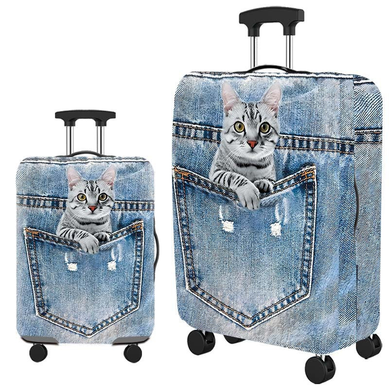 ✈️ Spot Your Bag Instantly | Fashion Cat Print Travel Luggage Cover Protector Anti-Scratch High-Elastic Suitcase Skin 🧳