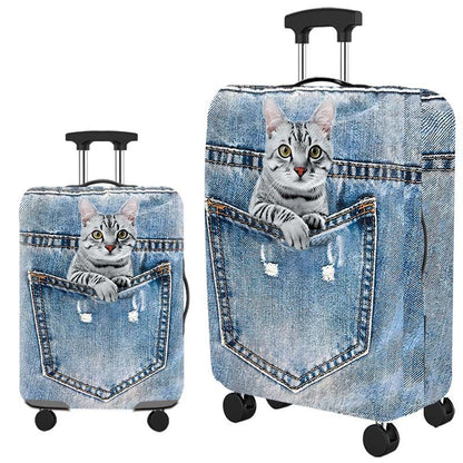 ✈️ Spot Your Bag Instantly | Fashion Cat Print Travel Luggage Cover Protector Anti-Scratch High-Elastic Suitcase Skin 🧳
