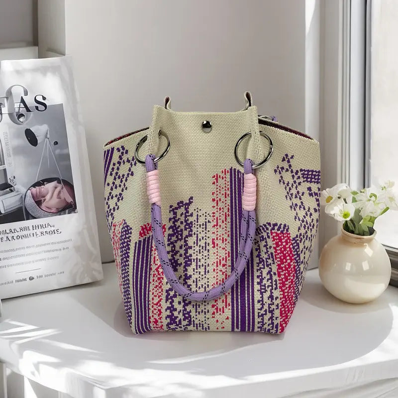🌸 Boho Vibes Only | Women's Handmade Crochet Knit Bucket Bag & Lightweight Summer Beach Tote 🌊