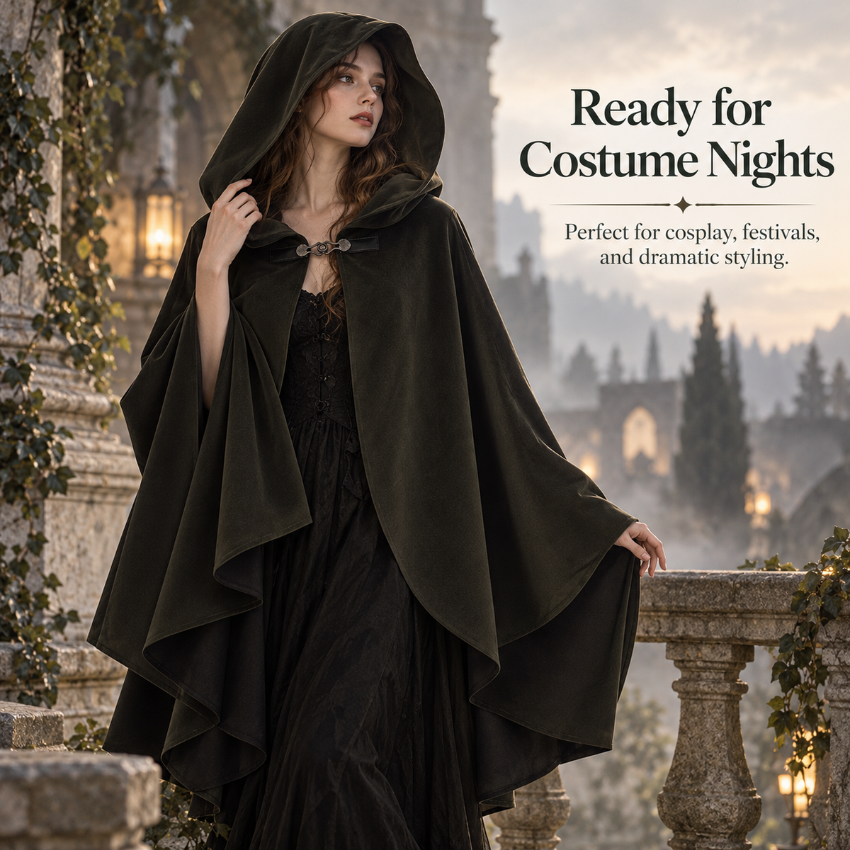 Medieval Gothic Hooded Cloak – Long Cosplay Cape