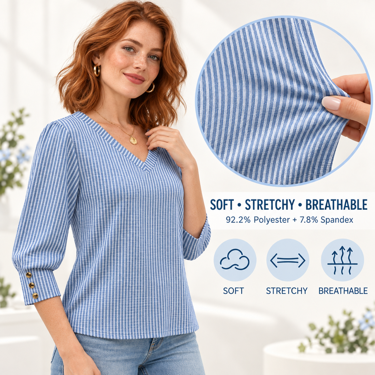 Soft stretchy breathable women's top