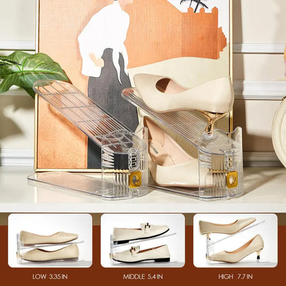 👠 Double Your Space | 2-Pack Clear Premium Shoe Slots & Stacker Organizers ✨