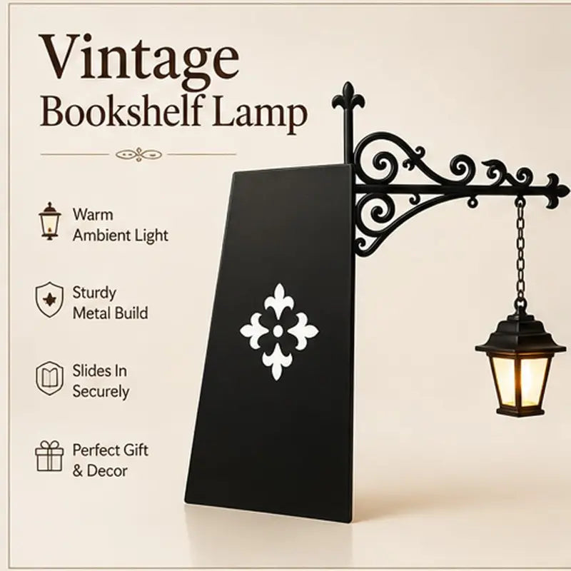 📖 Library Vibe | Mini Bookshelf Retro Lantern & Warm LED Night Light 🕯️