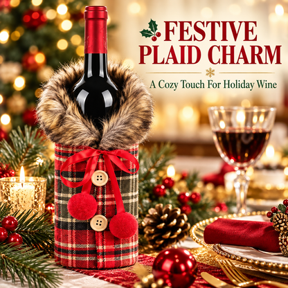 6 PCS Christmas Wine Bottle Covers – Cozy Faux Fur Holiday Decor
