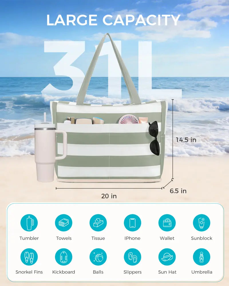 🔥 The Anti-Sand Beach Master: The Massive Waterproof Tote with a Dedicated 40oz Tumbler Pocket That Erases Summer Chaos! 🏖️🥤