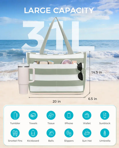 🔥 The Anti-Sand Beach Master: The Massive Waterproof Tote with a Dedicated 40oz Tumbler Pocket That Erases Summer Chaos! 🏖️🥤