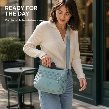 Multi-Pocket Nylon Crossbody Bag