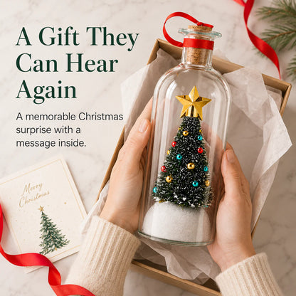 🎄 Capture Your Voice | Mr. Christmas 8" Recordable Christmas Tree Message in a Bottle with LED Light 🔔