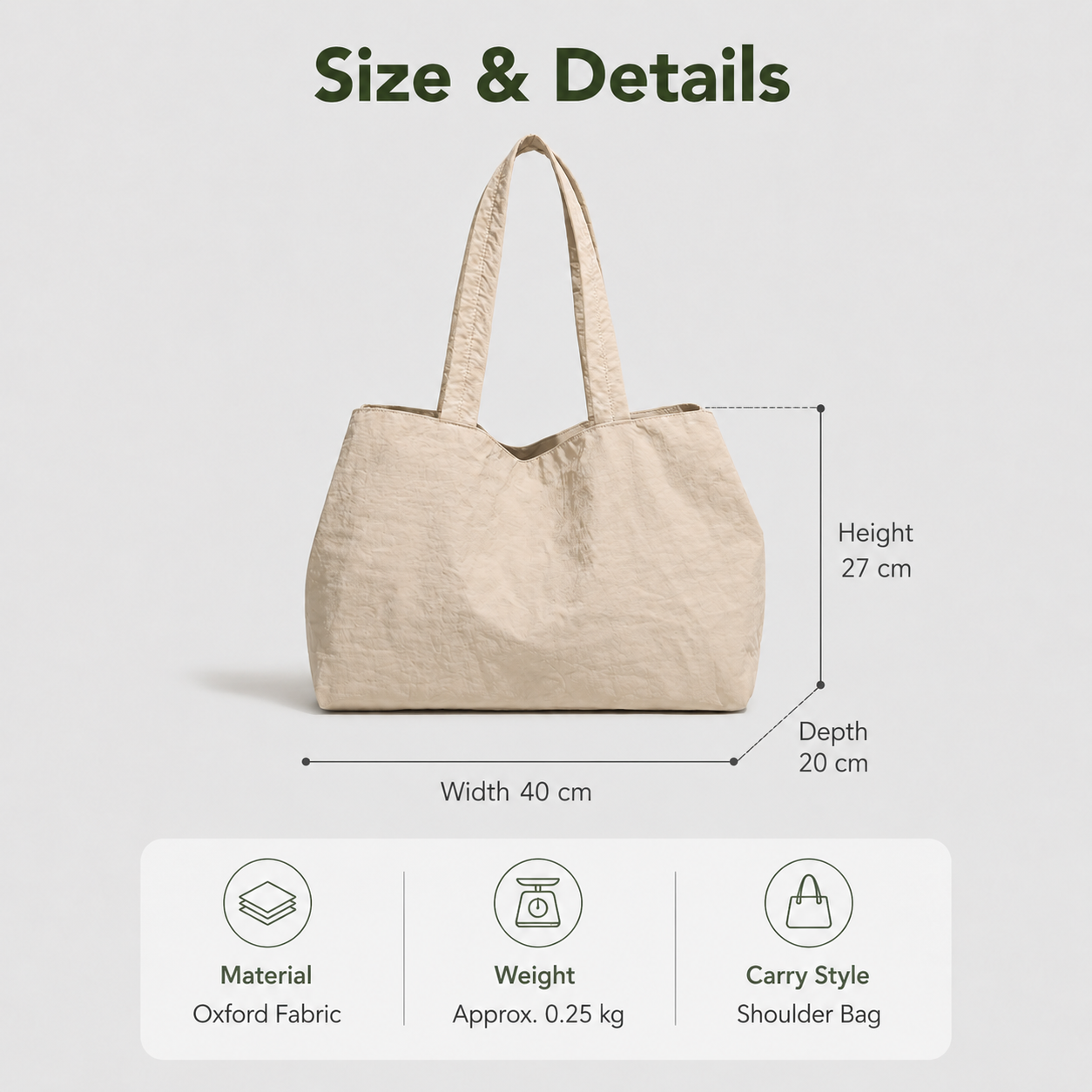 Three Compartment Large Capacity Tote Bag