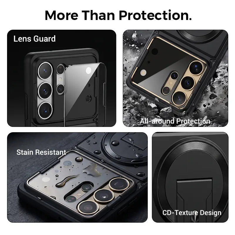 📱 Sleek Protection Meets Utility | Multifunctional Magnetic Case with Invisible Kickstand & Lens Armor for Samsung S Series ✨
