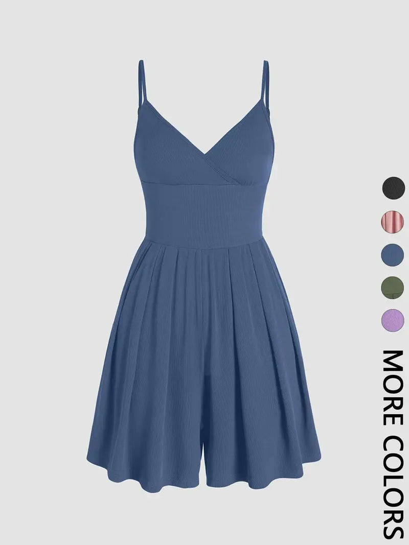 ☀️ Summer Chic | Women's Knitted Backless Wrap Fitted Cami Romper 👗