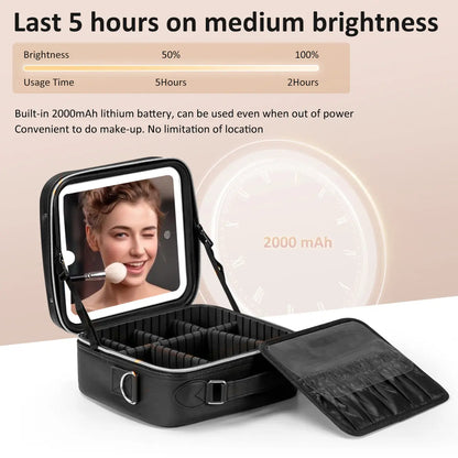 👜 Portable Makeup Case with LED Mirror