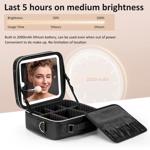 👜 Portable Makeup Case with LED Mirror