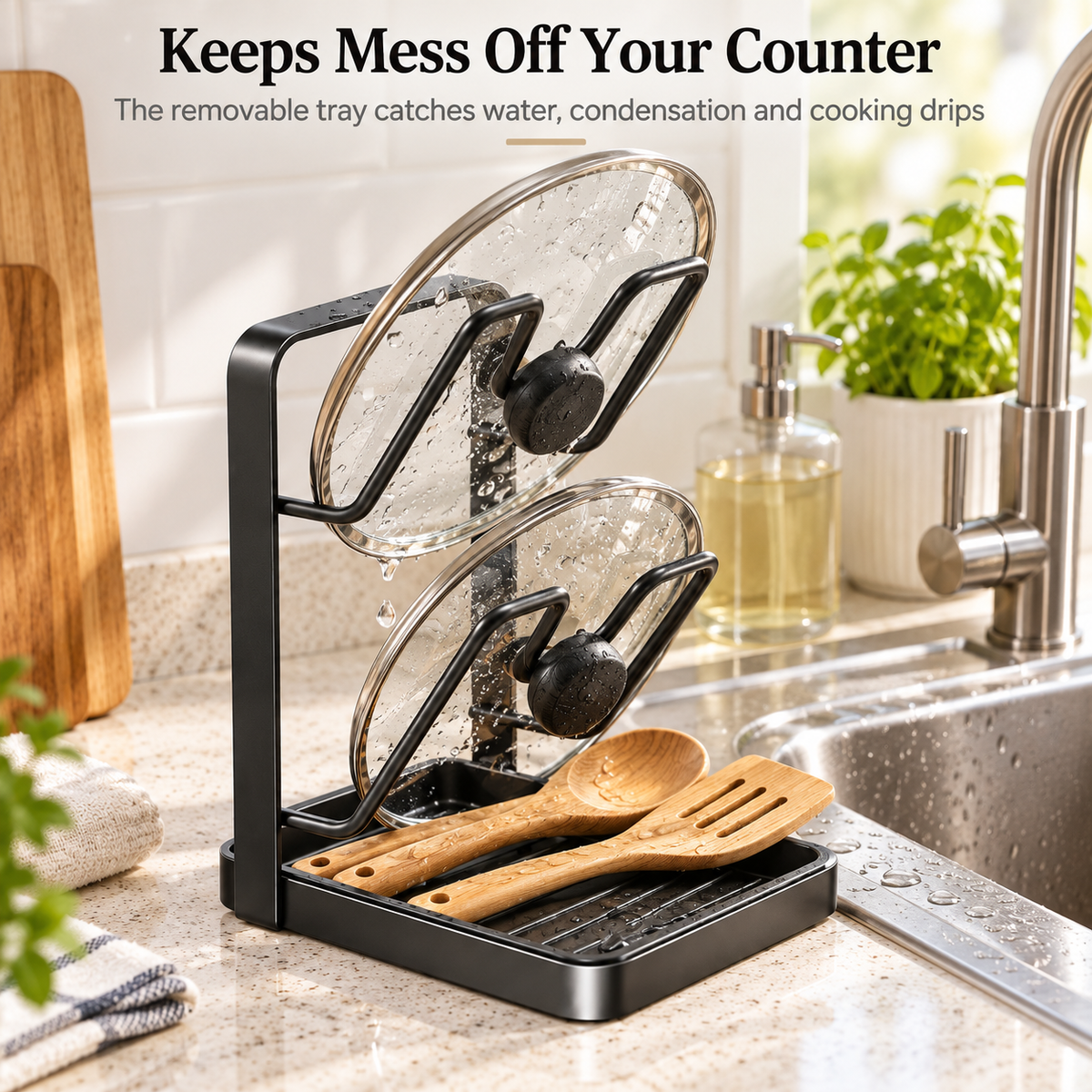 Countertop Pot Lid & Utensil Organizer