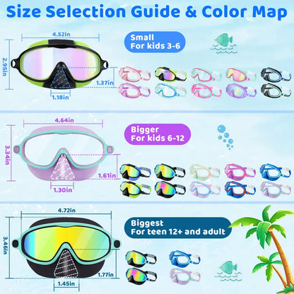 （1-Pack）🔥 Adios, Water-in-Nose Panic! The Ultimate 2-in-1 Kids Swim Goggles with Integrated Nose Cover That Protects Their Summer Joy! 🌊🥈