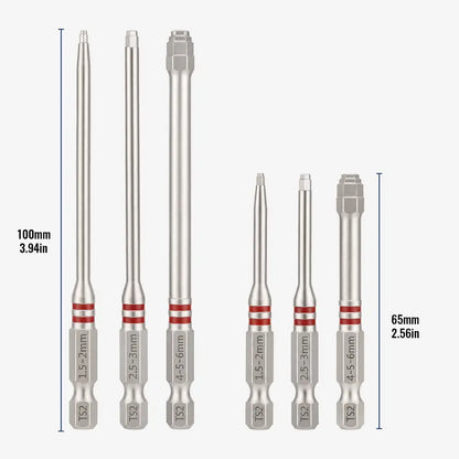 🛠 Industrial Strength | 6-Piece Magnetic Hex Shank Pagoda-Shaped Screwdriver Bits Set ⚡