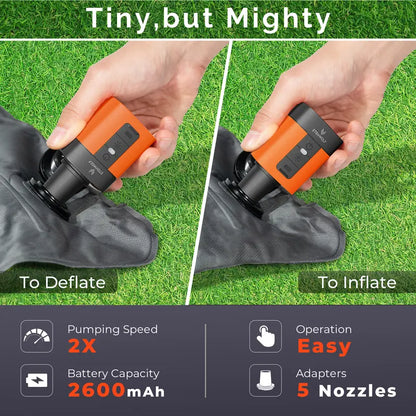 🏕️ The Ultimate Outdoor Essential | Portable Mini Air Pump with Camping LED Light, Fast Rechargeable Inflator/Deflator for Air Mattress & Pool Floats ✨