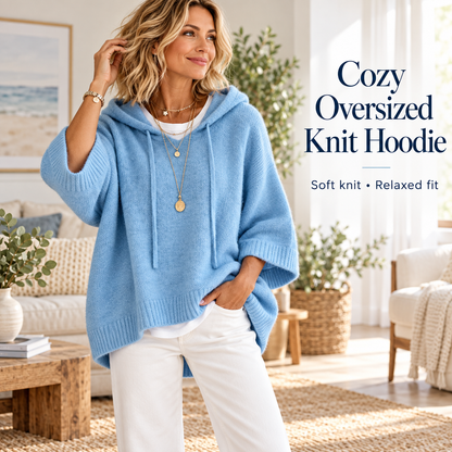 Women's Oversized Knit Hoodie – Cozy Relaxed Fit Sweater