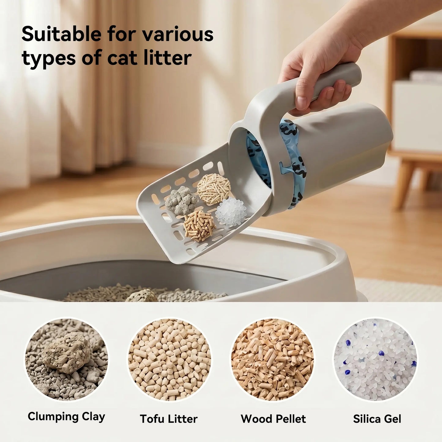 🐱 Clean Hands, No Mess | 2-in-1 Cat Litter Scooper with Integrated Trash Box & Waste Bag Holder 💩