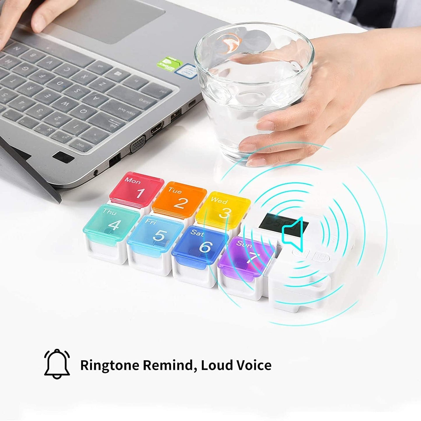 📅 Smart Wellness | 7-Day Portable Pill Box Organizer with 4-Times Daily Reminders 💊