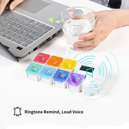 📅 Smart Wellness | 7-Day Portable Pill Box Organizer with 4-Times Daily Reminders 💊