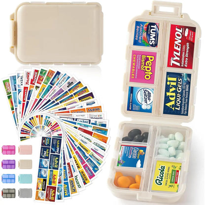 💊 Travel Pill Organizer with 200 Labels | 10 Compartments ✈️