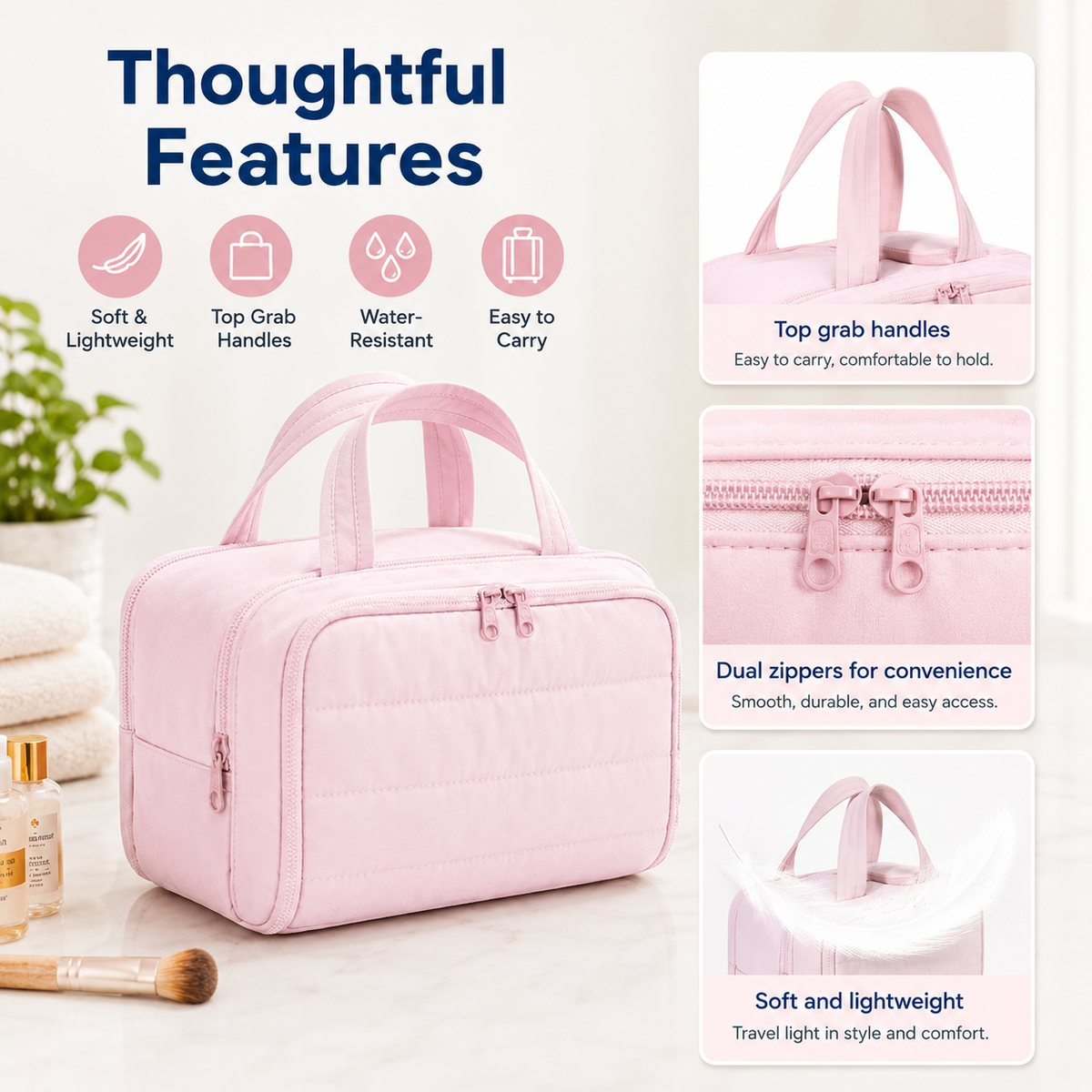 ✨ Large Travel Toiletry Bag for Women – Lightweight & Spacious 💄✈️