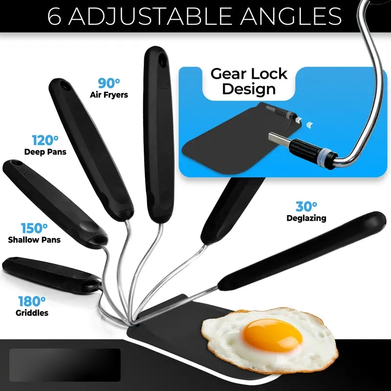 🔥 The Anti-Awkward Spatula: The Ultimate Adjustable-Angle Kitchen Gadget That Fits Air Fryers, Griddles & Snatches Every Edge! 🍳📐