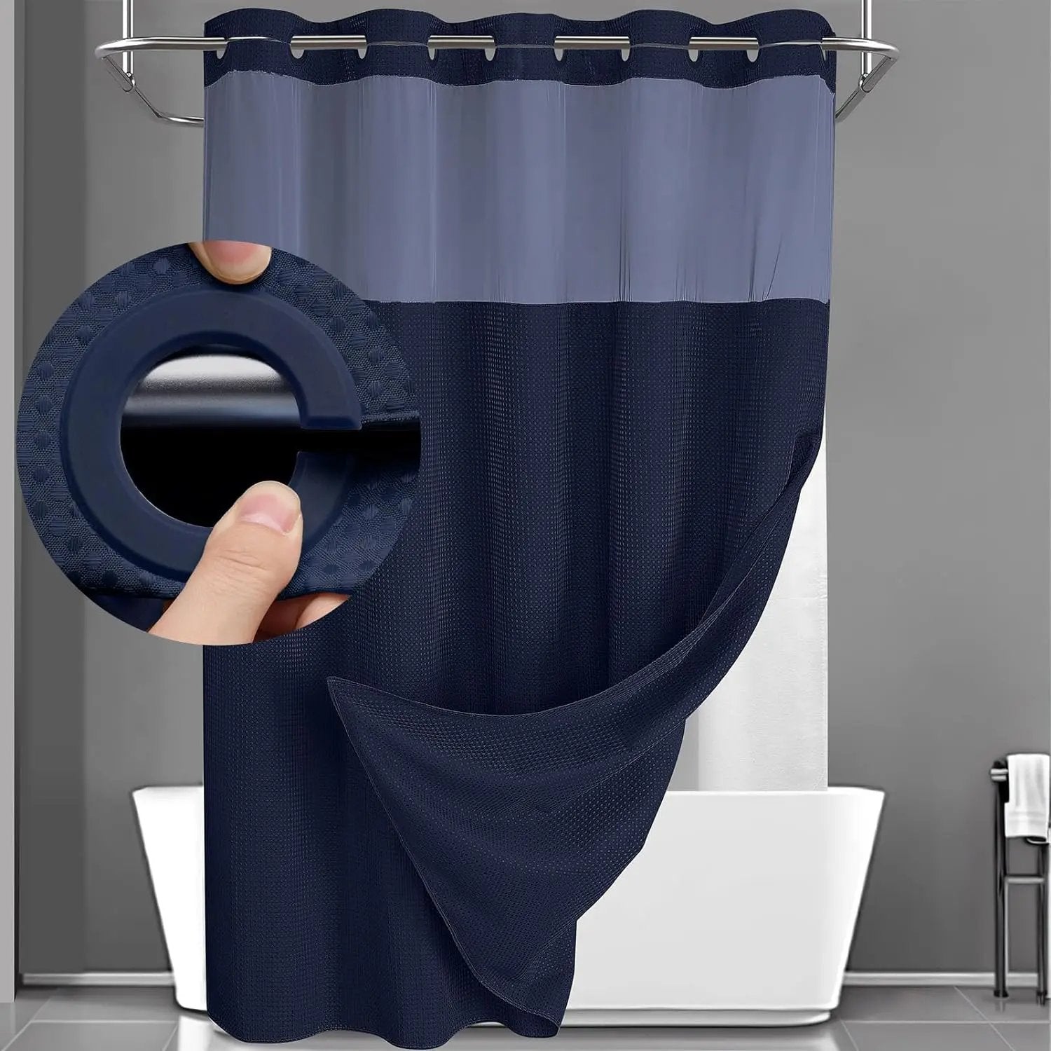 No Hook Shower Curtain with Snap in Liner
