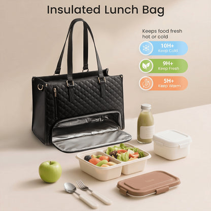 💻 Streamline Your Commute | 3-in-1 Multi-Functional Insulated Laptop Bag & Large Capacity Lunch Tote Organizer for Work & School 🍱