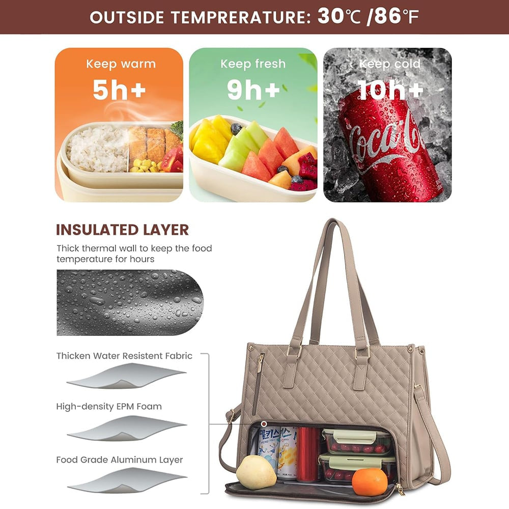 💻 Streamline Your Commute | 3-in-1 Multi-Functional Insulated Laptop Bag & Large Capacity Lunch Tote Organizer for Work & School 🍱