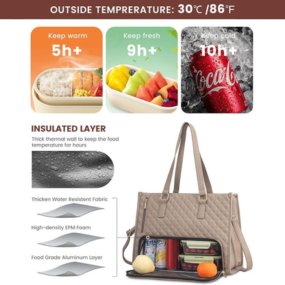 💻 Streamline Your Commute | 3-in-1 Multi-Functional Insulated Laptop Bag & Large Capacity Lunch Tote Organizer for Work & School 🍱