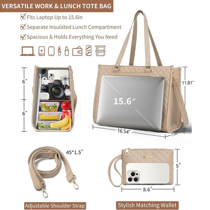 💻 Streamline Your Commute | 3-in-1 Multi-Functional Insulated Laptop Bag & Large Capacity Lunch Tote Organizer for Work & School 🍱