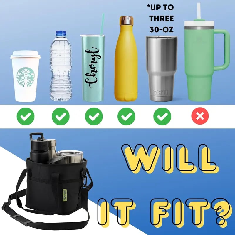 🥤❄️Family Size 4 Compartment Drink Bag, Multiple Tumbler Carrier Caddy