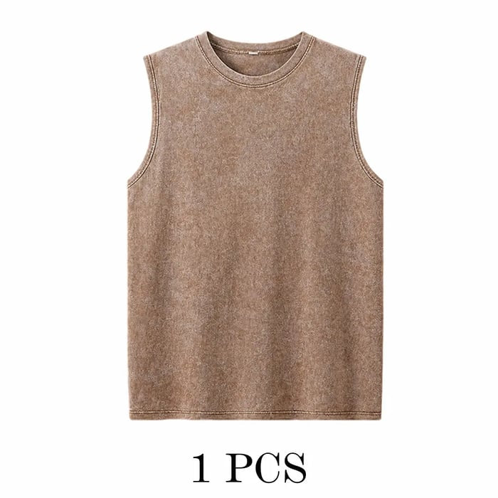 1/4 Pack Men's Oversized Tshirts Sports Vintage Heavy Cotton Tshirt Washed Loose Fit Athletic Tee Sleeveless Vest