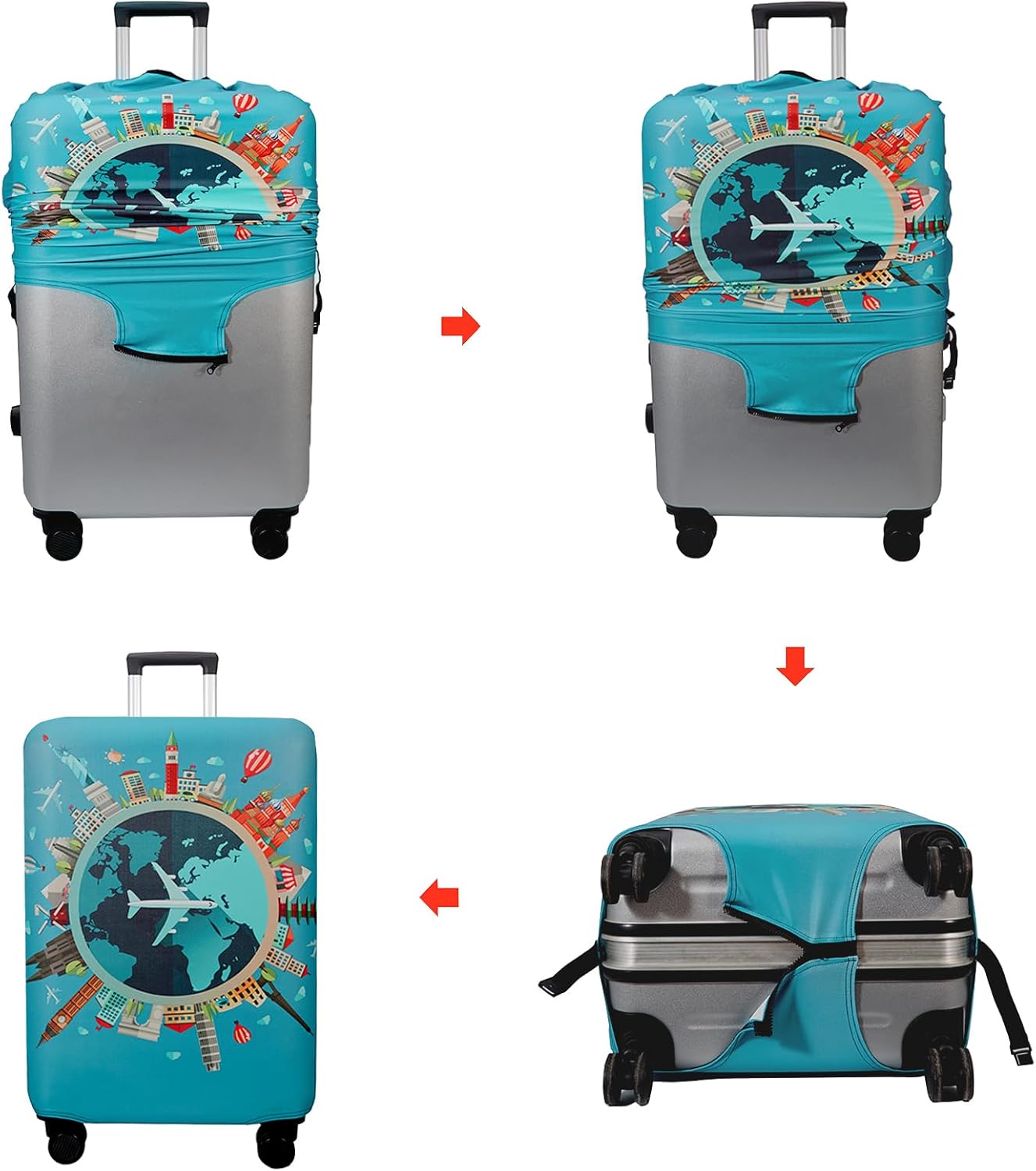 ✈️ Spot Your Bag Instantly | Fashion Cat Print Travel Luggage Cover Protector Anti-Scratch High-Elastic Suitcase Skin 🧳