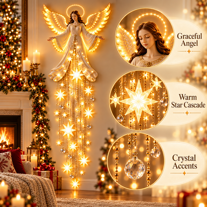 Lighted Christmas Angel with Warm Star Lights