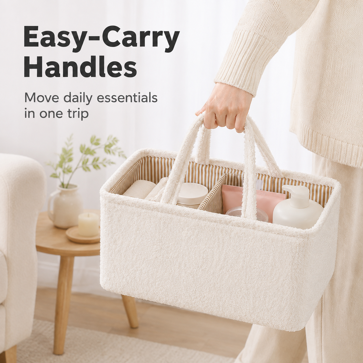 Short Plush Hand-Held Storage Basket