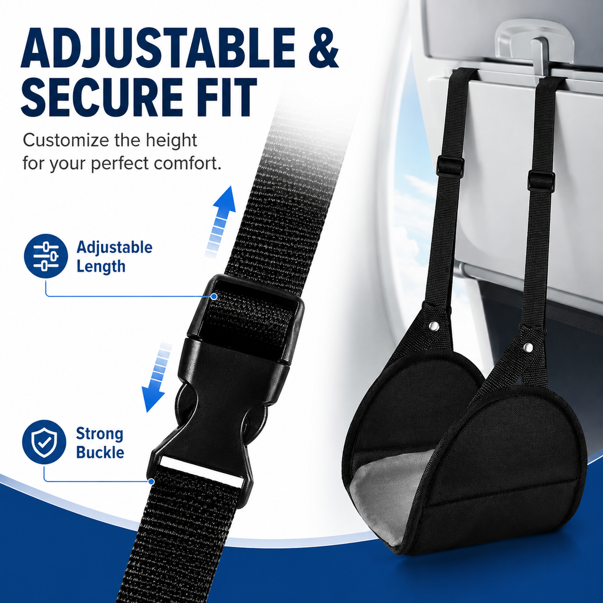 2 Pack Adjustable Airplane Footrest Hammocks