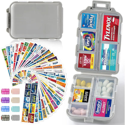 💊 Travel Pill Organizer with 200 Labels | 10 Compartments ✈️