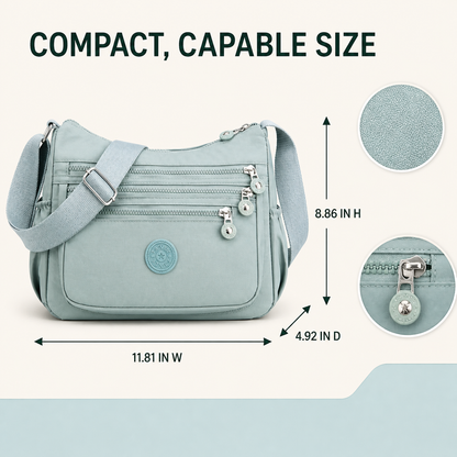 Multi-Pocket Nylon Crossbody Bag
