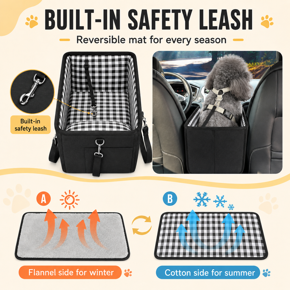 Console dog car seat with armrests