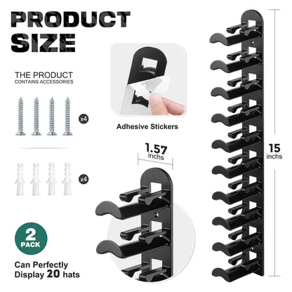 （2 Pack）🧢 Store 20 Caps in Seconds: The Ultimate Heavy-Duty Wall Hat Organizer That Protects Your Hat's Shape! 🛠️🔥